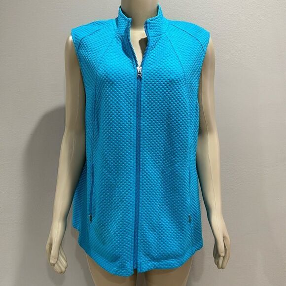 RABE HONEYCOMB EMBOSSED GILET JACKET. BLUE. - Picture 2 of 9